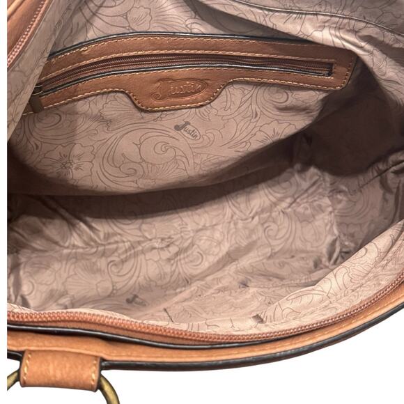 NWT! Justin Cheetah Animal Print Concealed Carry with Brown Trim Tote - Picture 10 of 12